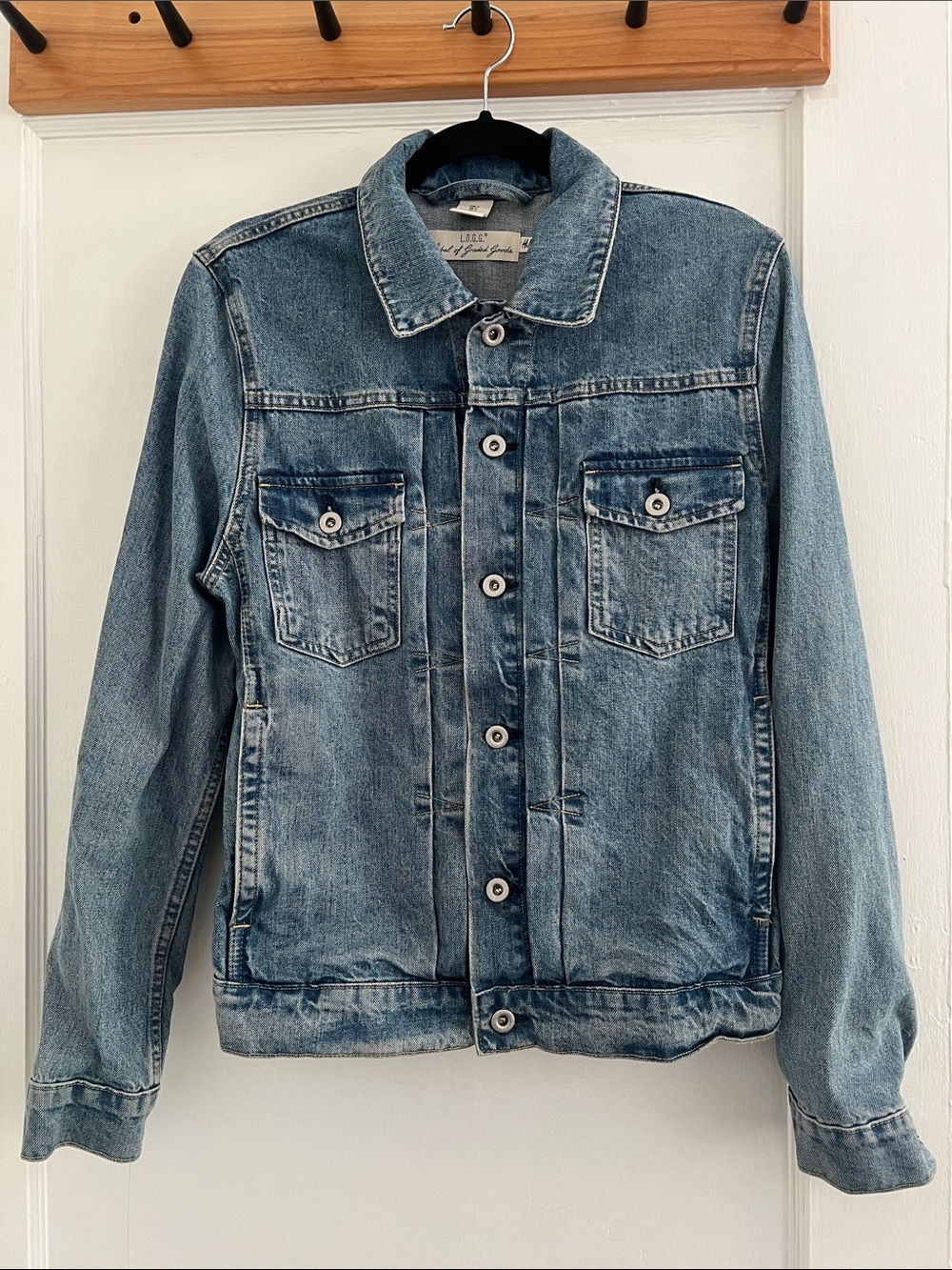 H&M Men's Washed Denim Jacket in Light Blue